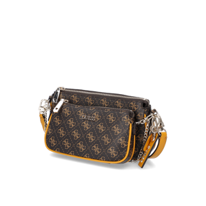 GUESS ARIE double Pouch Crossbody hnedá